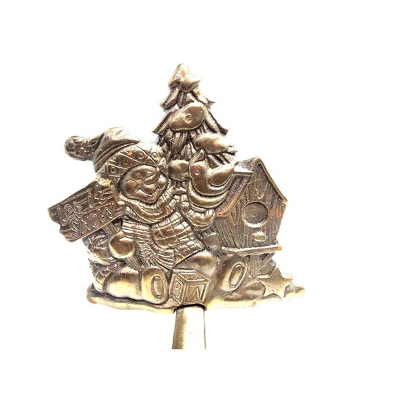 vintage metal snow man let it snow christmas mantle stocking holder. - Picture 3 of 4